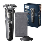 Philips Shaver Series 5000 – Elektrischer Nass- & Trockenrasierer in Carbongrau mit 1 integrierten ausklappbaren Trimmer, weicher Tasche, Schutzkappe & Ladestation (Modell S5887/13)