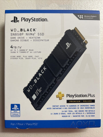 WD_BLACK SN850P 4 TB NVMe SSD Offiziell Lizenziert für PS5 Konsolen (interne Gaming SSD; optimierter Kühlkörper; PCIe Gen4 Technologie, bis zu 7.300 MB/s Lesen, M.2 2280)