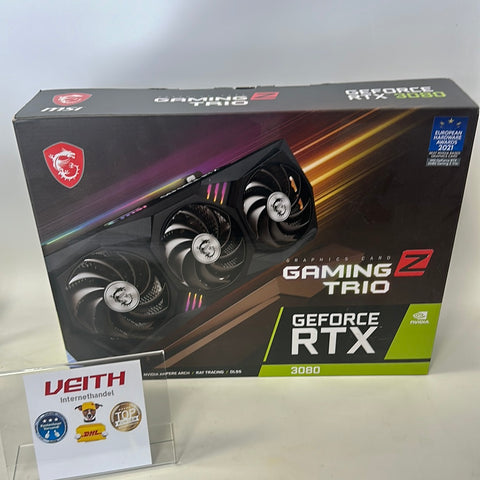 MSI GeForce RTX 3080 GAMING Z TRIO 10G LHR Gaming Grafikkarte - NVIDIA RTX 3080 LHR, GPU 1830 MHz, 10 GB GDDR6X Speicher, Schwarz NEU&OVP✔️ / Differenzbesteuert nach §25a