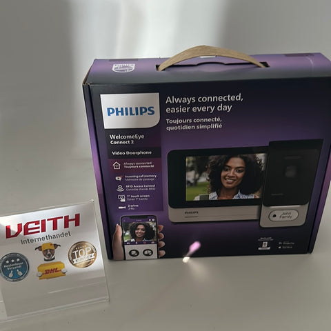 PHILIPS WelcomeEye Connect 2, smarte Video-Türsprechanlage, mit Kamera, 7 Zoll Touch-Monitor, Smartphone App, ohne Abonnement, WLAN, 2-Draht-Anschluss, 2-Familienhaus, erweiterbar, Nachtsicht